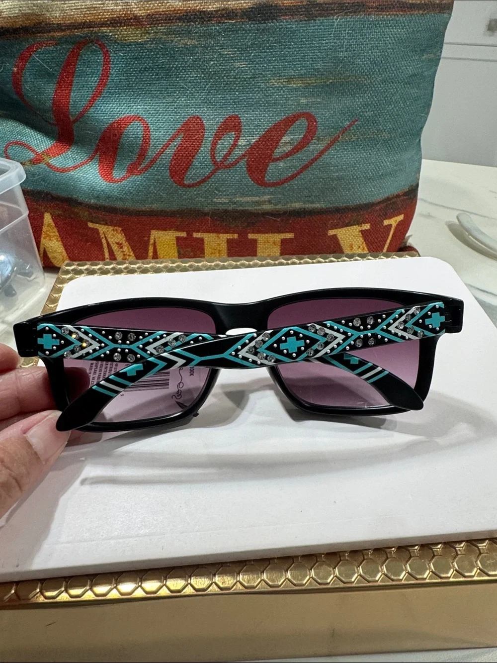 Montana West Black Frame Sunglasses with Purple Lenses